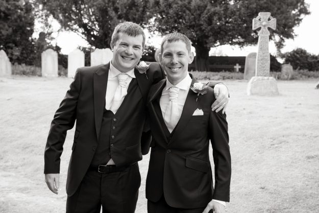 Best man with Groom waiting at the church.